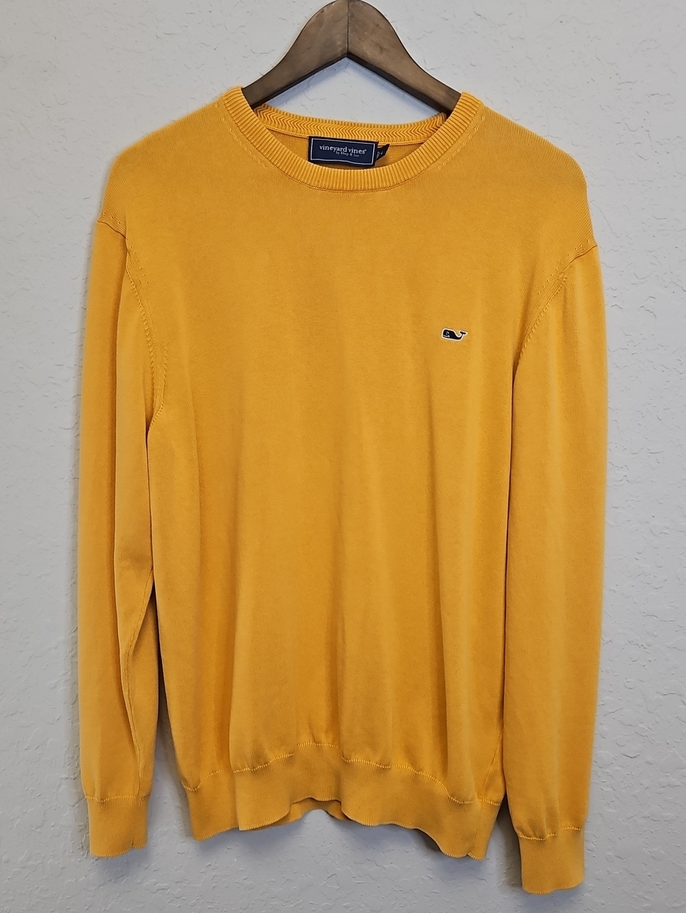 Vineyard Vines Crewneck Sweater, Golden Mustard, Size Large, 100% Cotton